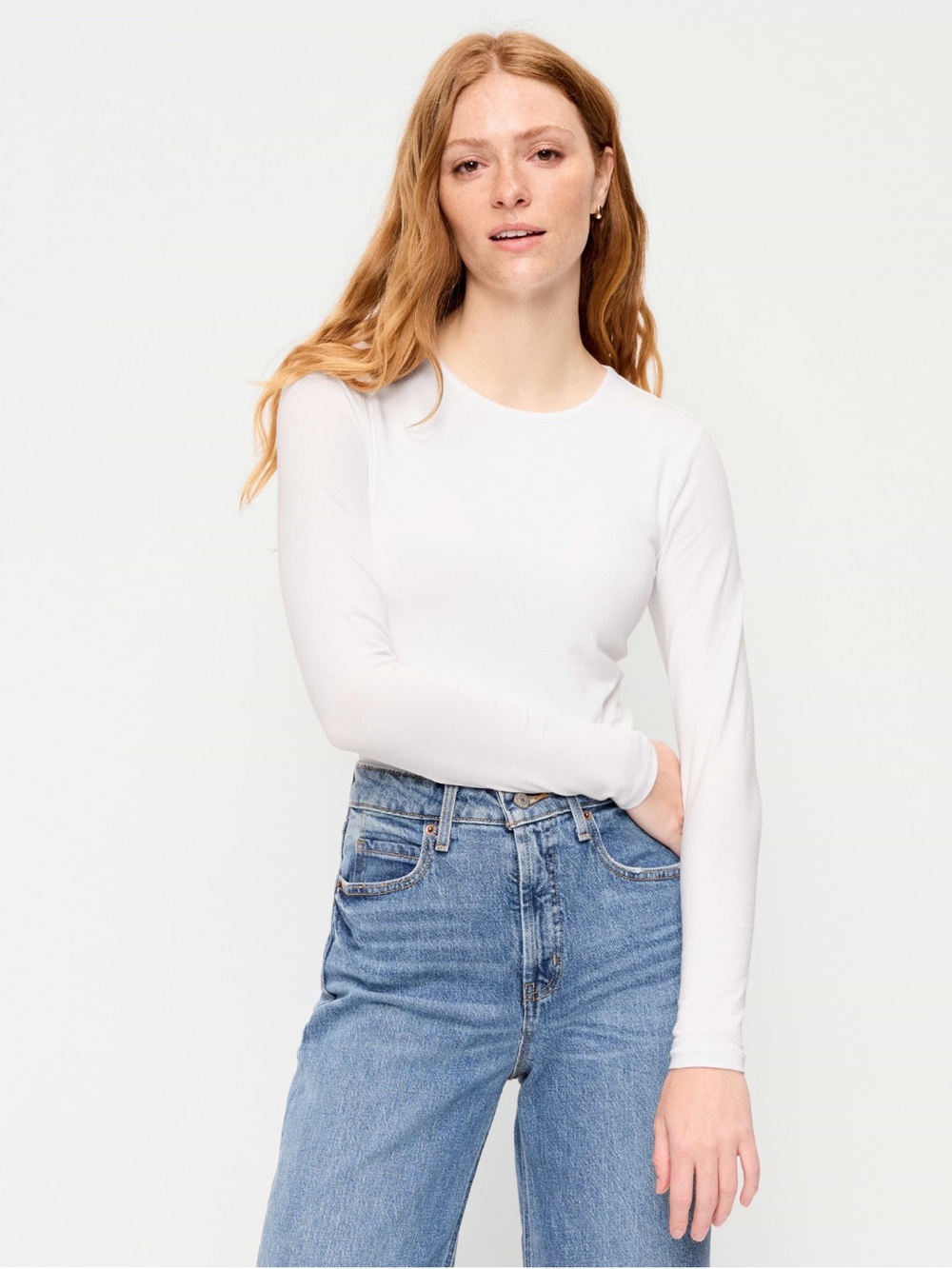 Old Navy White Long Sleeve Crew Neck Bodysuit